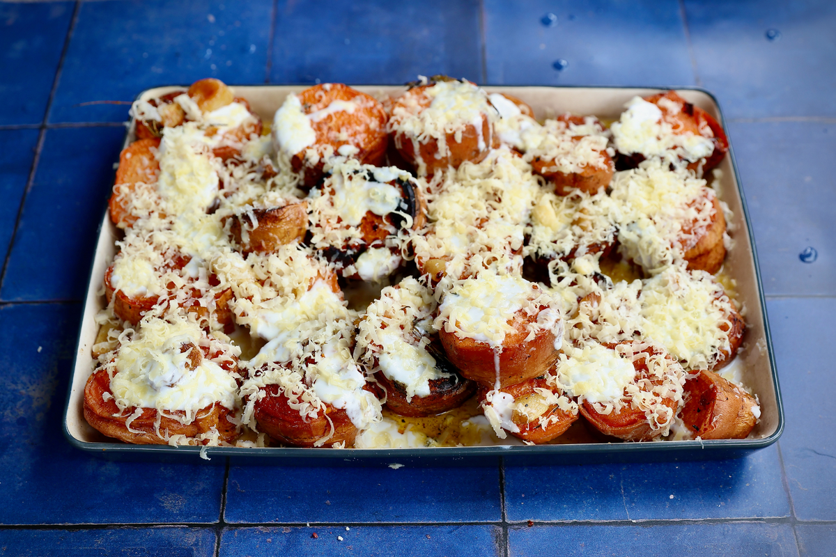 Sweet Potato Fondants. Buttermilk Crema. Montgomery Cheddar.  By Chef Andrew Clarke - Charlie Oven