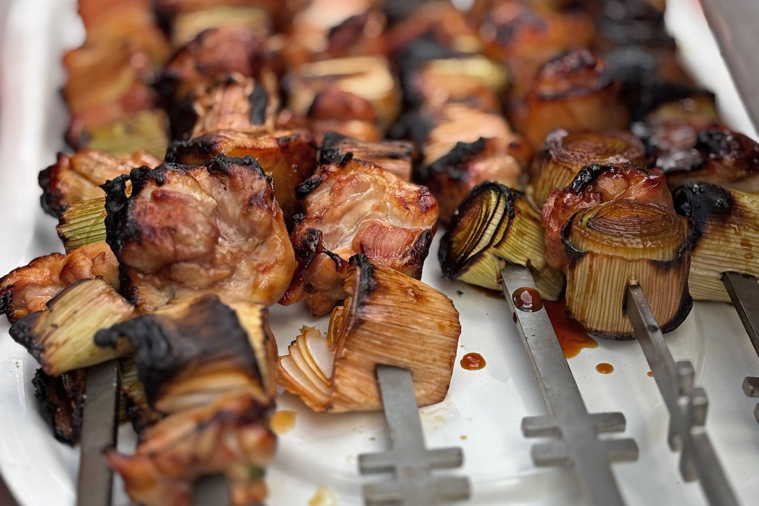 Yakatori chicken skewers grilled in the Charlie Oven