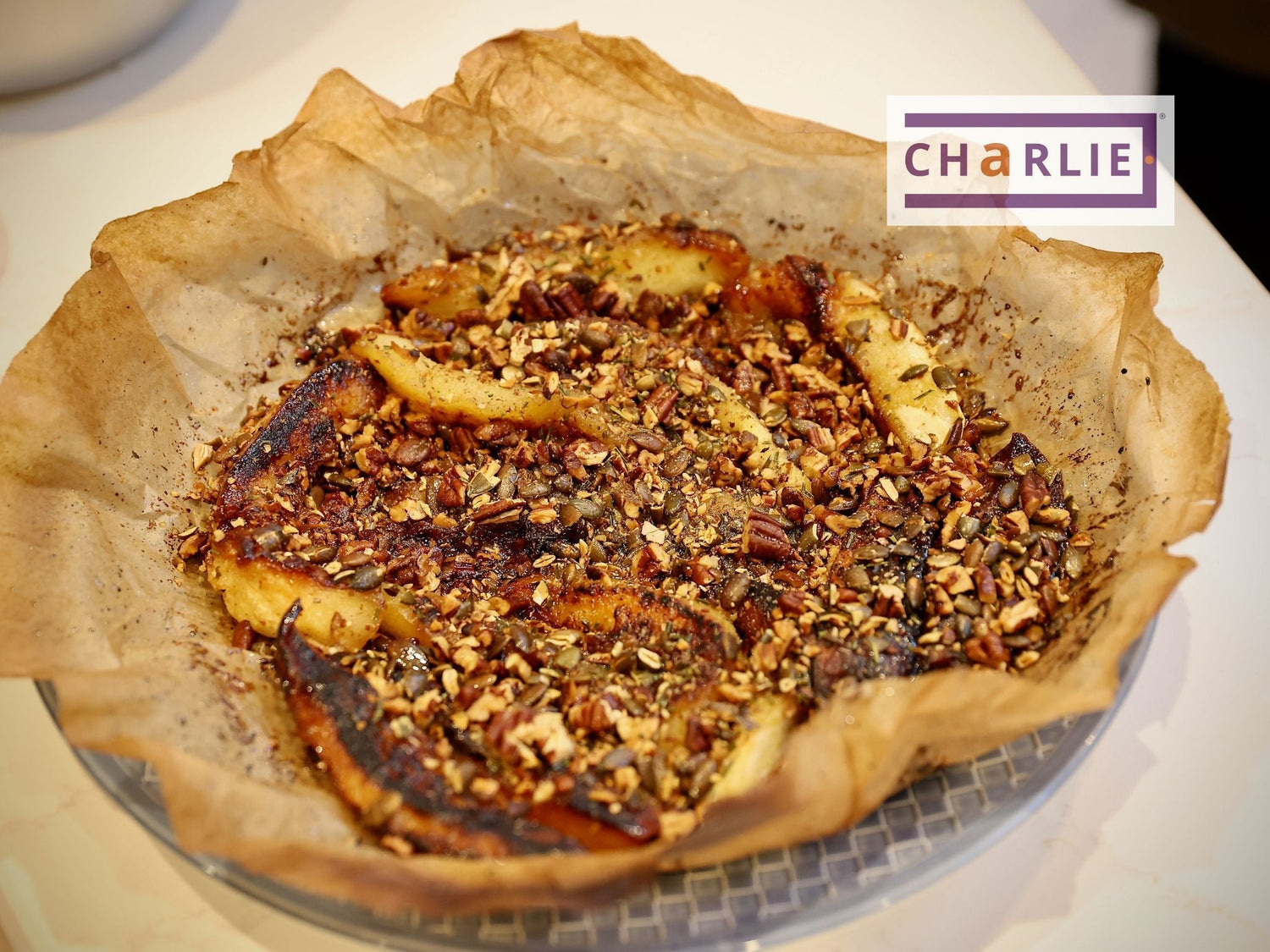 Roasted Pumpkins with Bacon Butter and Maple Syrup and Toasted Pumpkin Seeds and Pecan Nuts - Charlie Oven