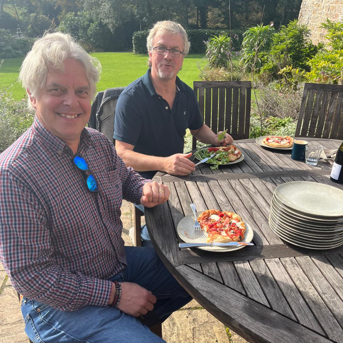 Wood-fired pizza making class on the Charlie Oven at Tresillian House Cornwall