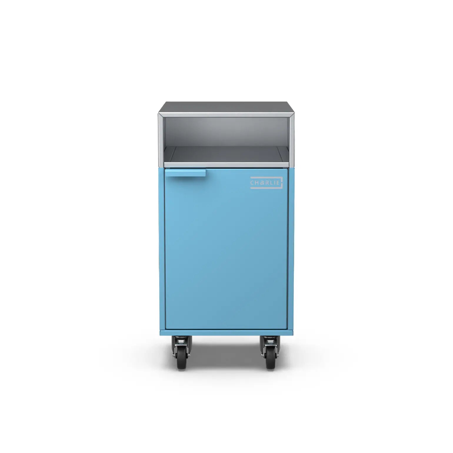 Accessory Cabinet in blue marlin, front view