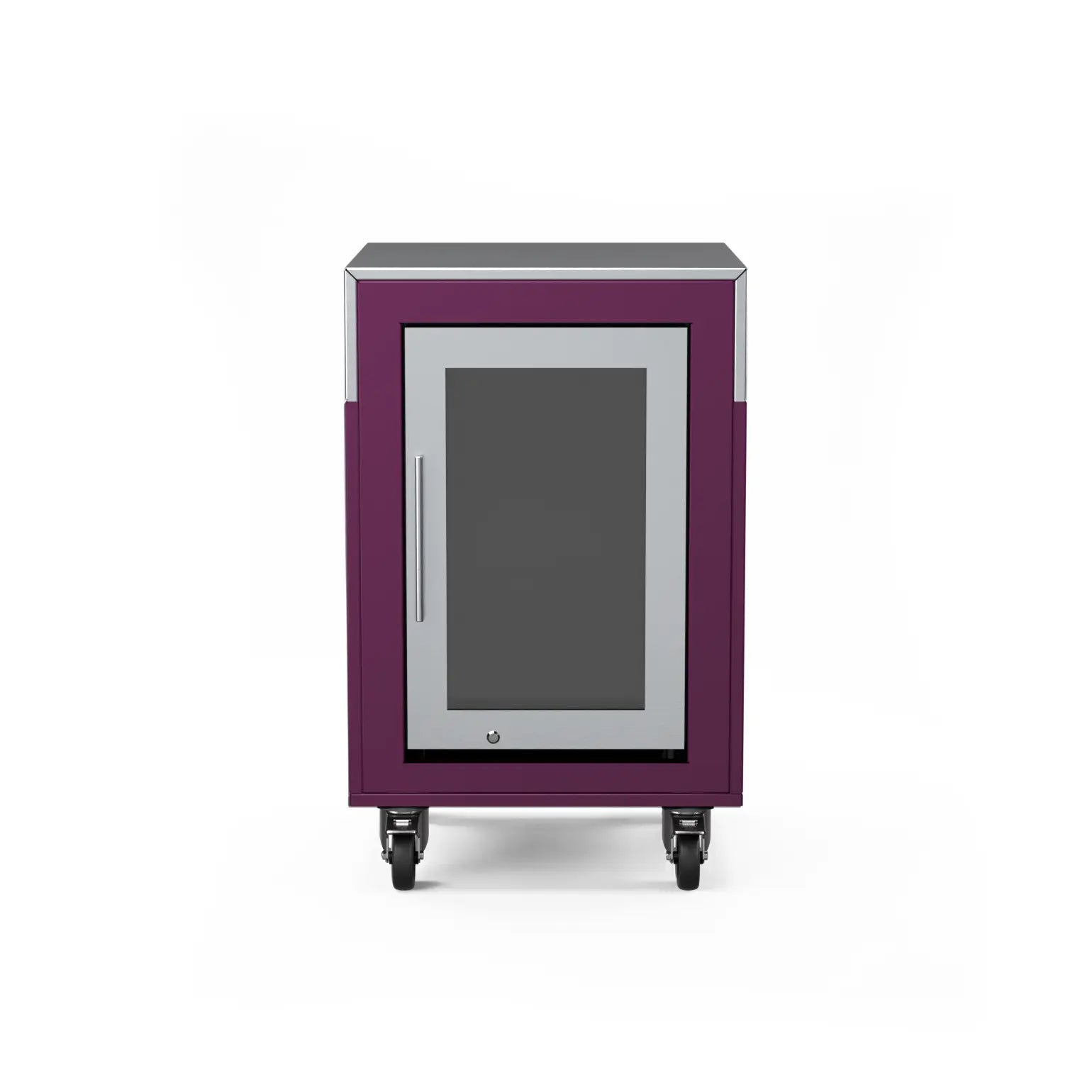 Fridge Cabinet in beetroot red, straight front view
