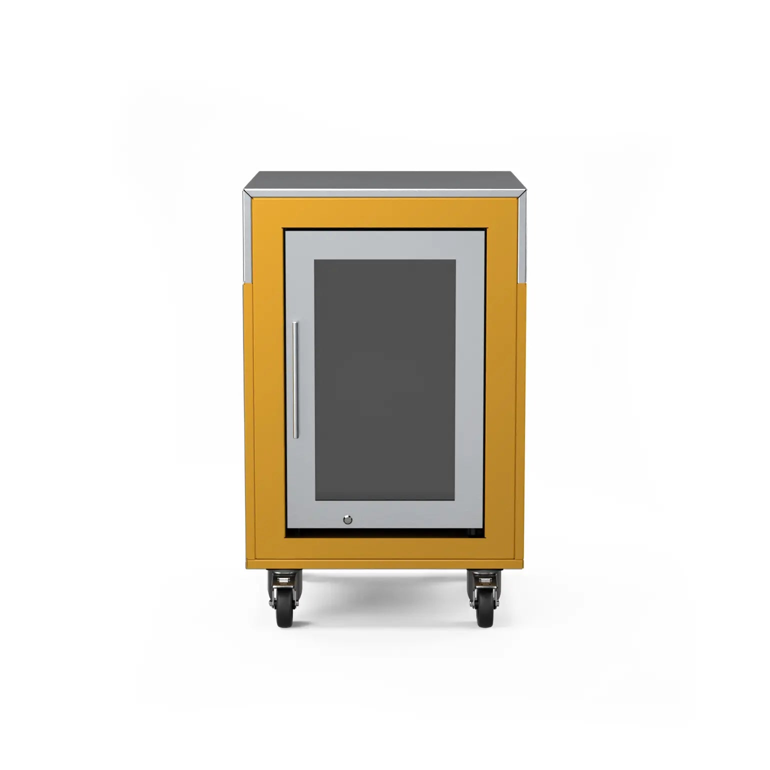Fridge Cabinet in honeycomb yellow, front view