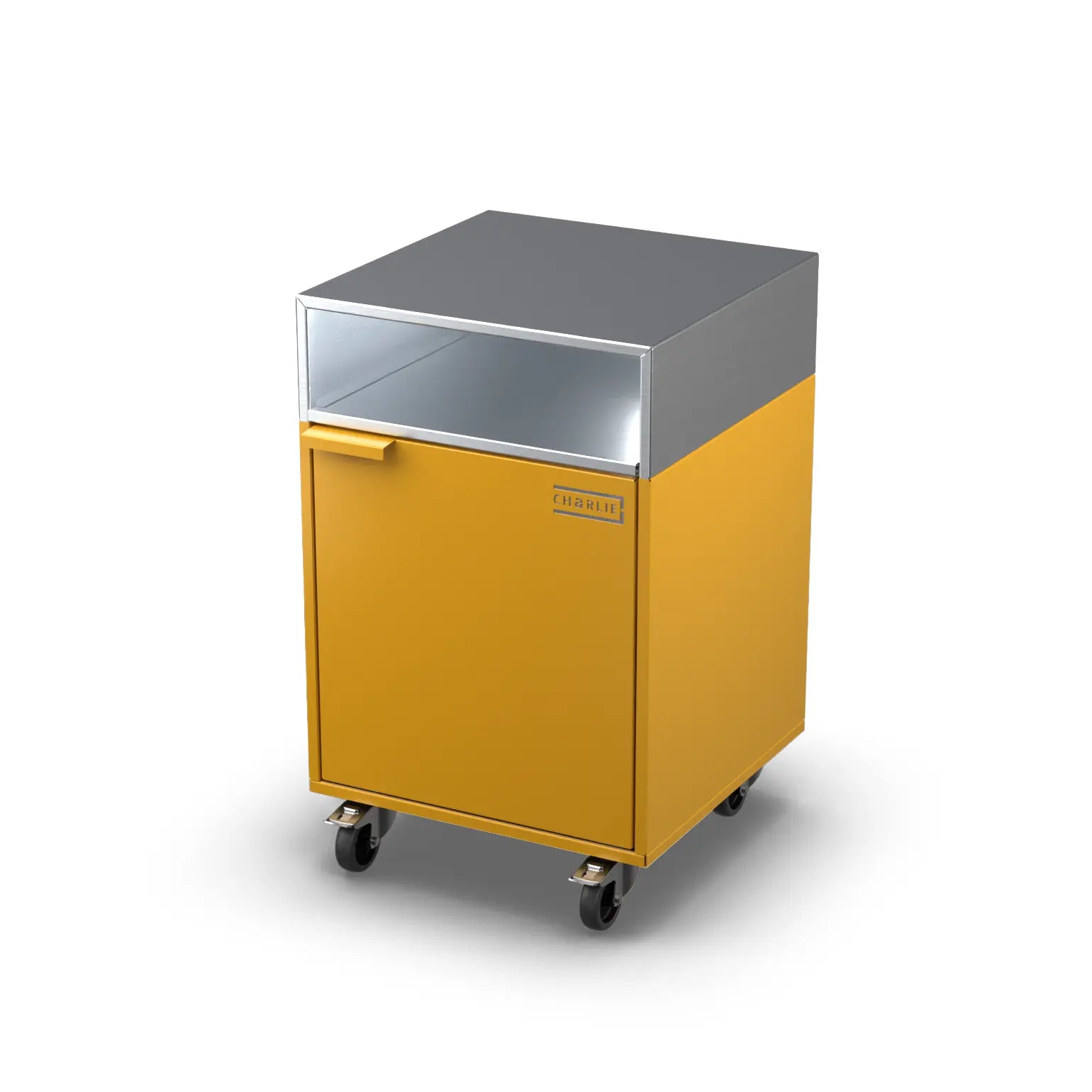 Base Cupboard Cabinet in Honeycomb yellow, angled three-quarter view