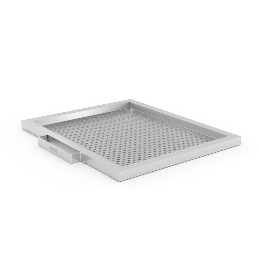 perforated steel plancha rack perfect for vegetables and prawns