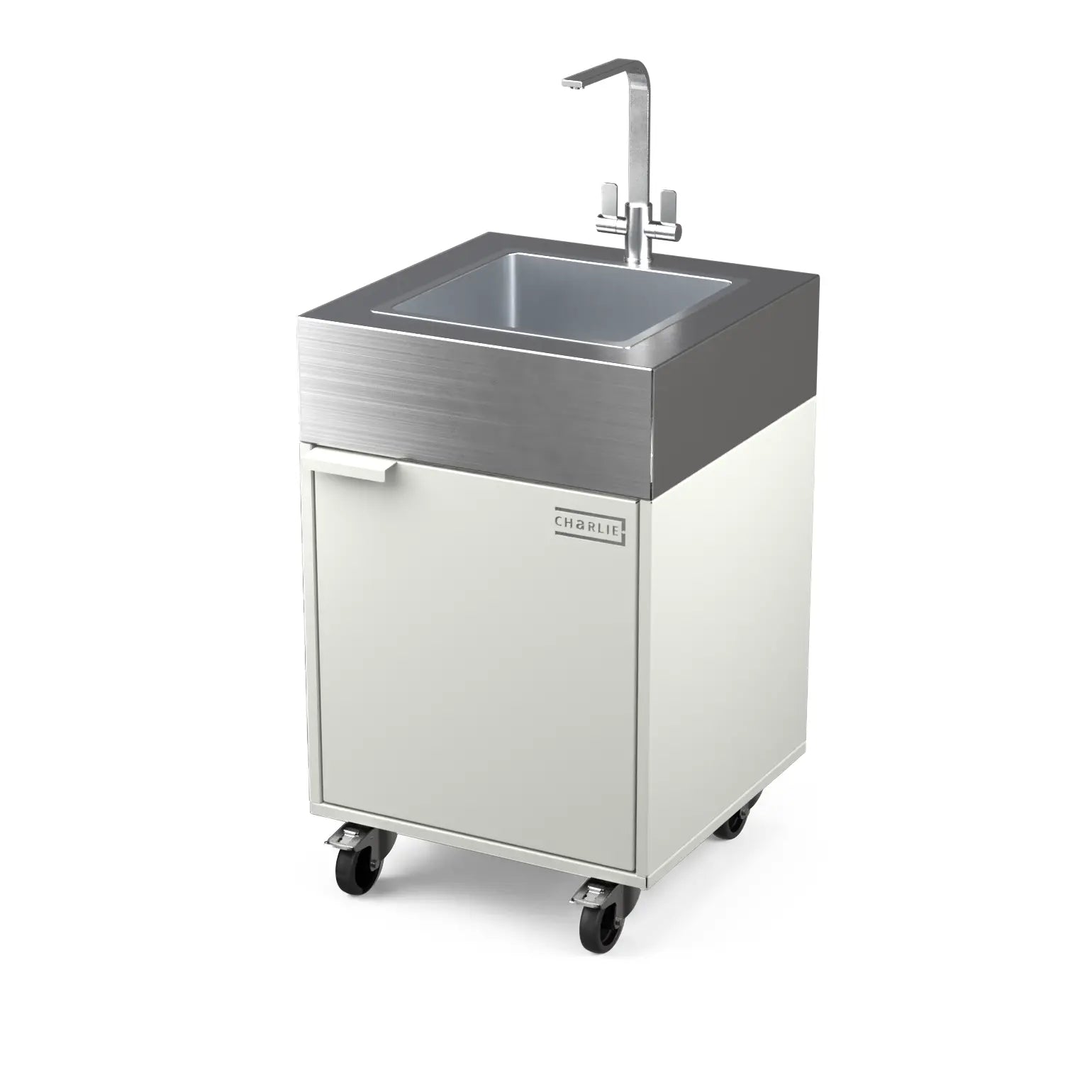 Sink Cabinet Tank in truffle brown, angled three-quarter view of the outdoor kitchen unit