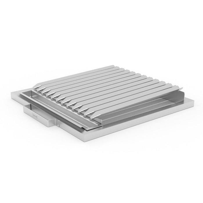 Argentine Parrilla V Grill Rack in stainless steel, front product view on a white background