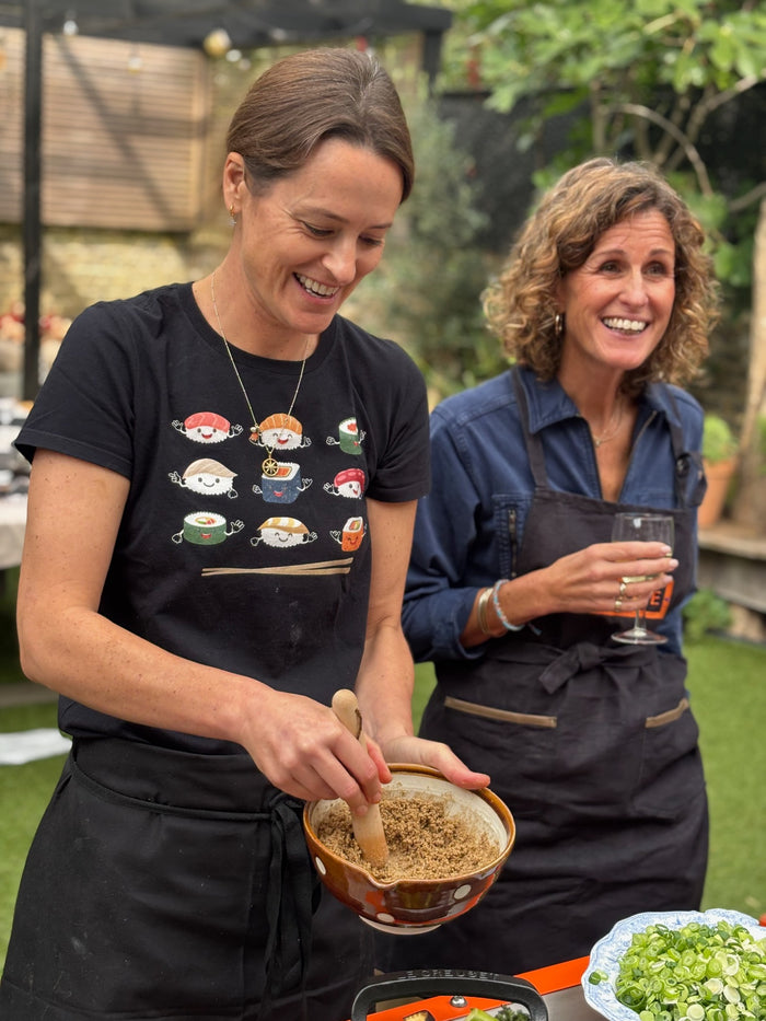 Kate Fortescue cooking at a Charlie Oven masterclass