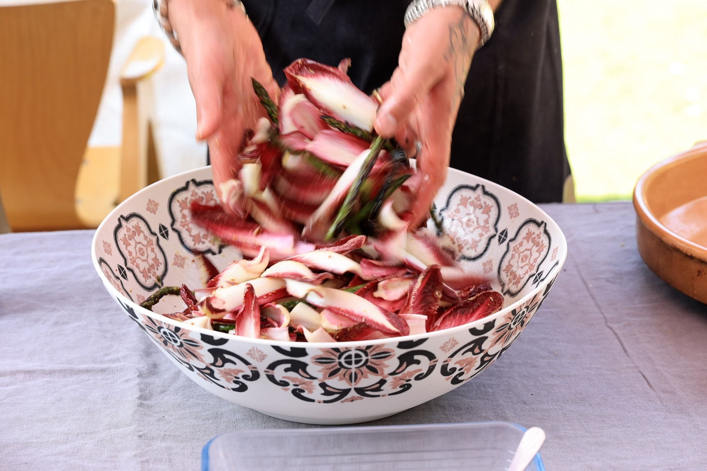 Chicory And Grilled Asparagus Salad with Shaved Fennel and Mustard Vinaigrette by Chef Bart Van Der Lee - Charlie Oven