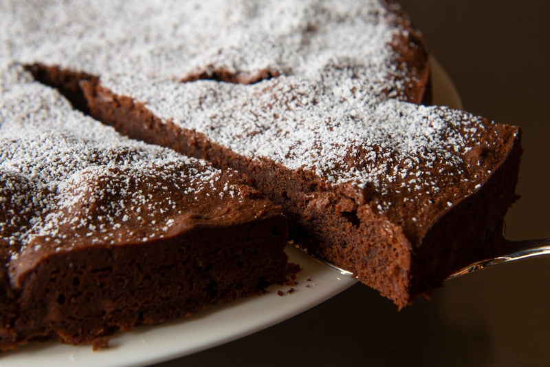 BBQ Chocolate Fondant Cake with Berries, Mint and Gin