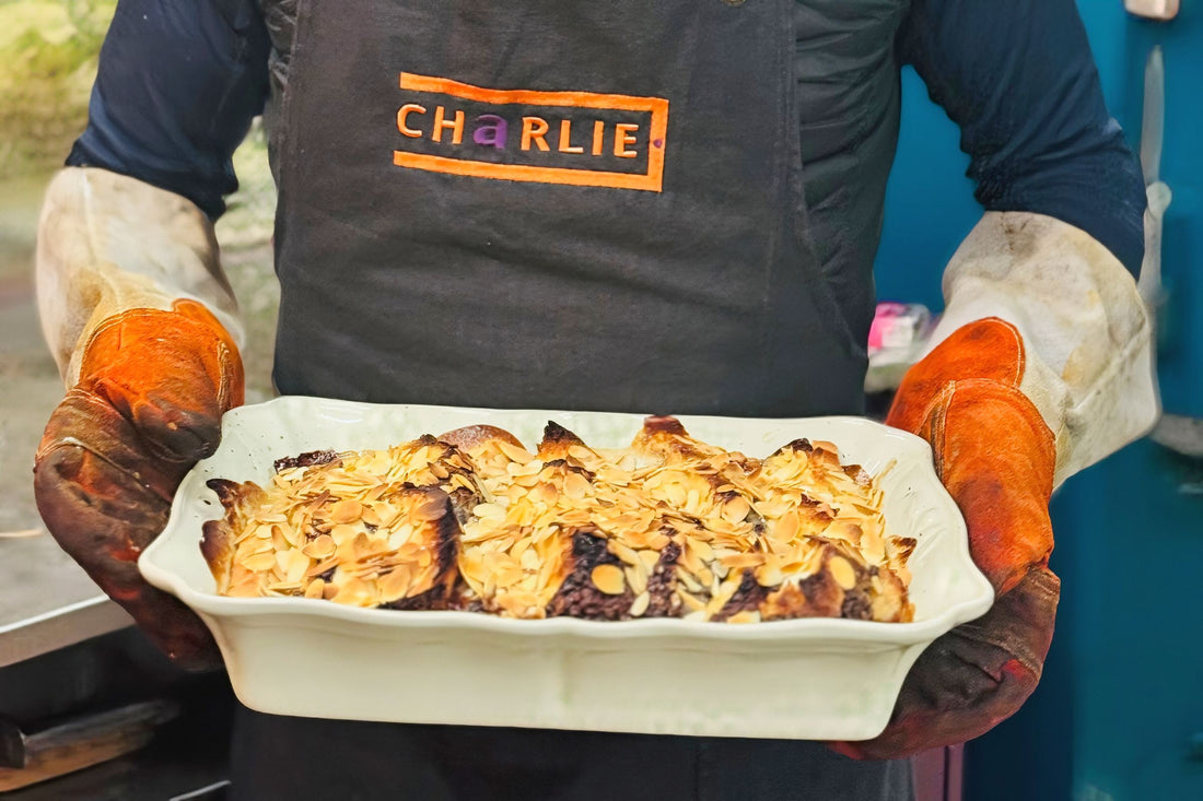 Croissant bread and butter pudding