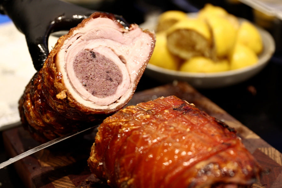 Porchetta with Nduja and Black Garlic