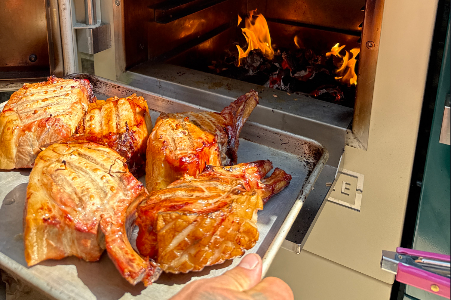 toma pork steaks with gooseberry glaze