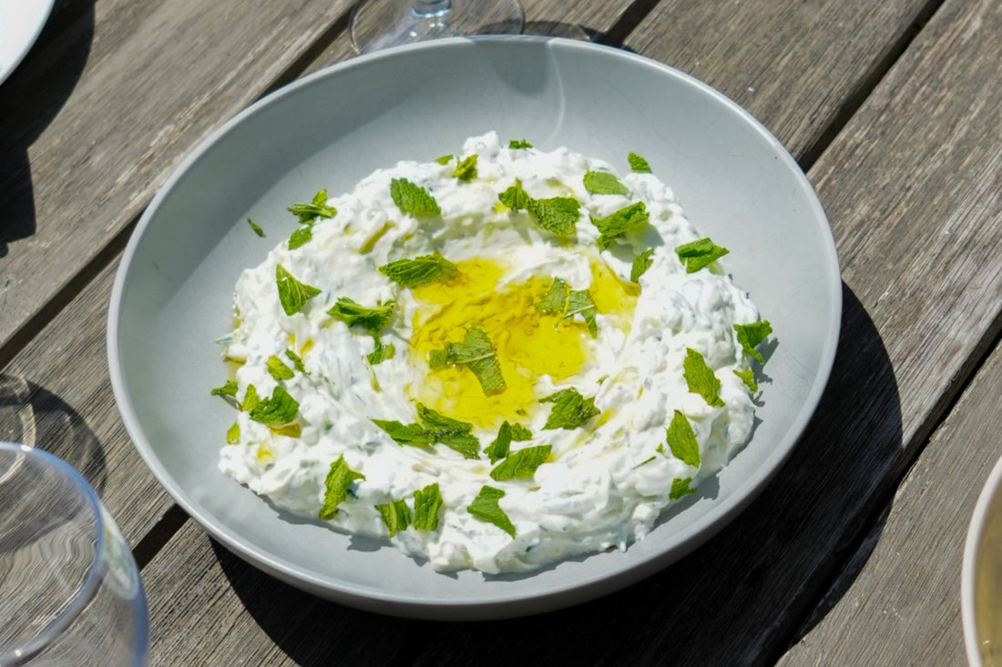 Greek tzatziki dip with cucumber and herbs