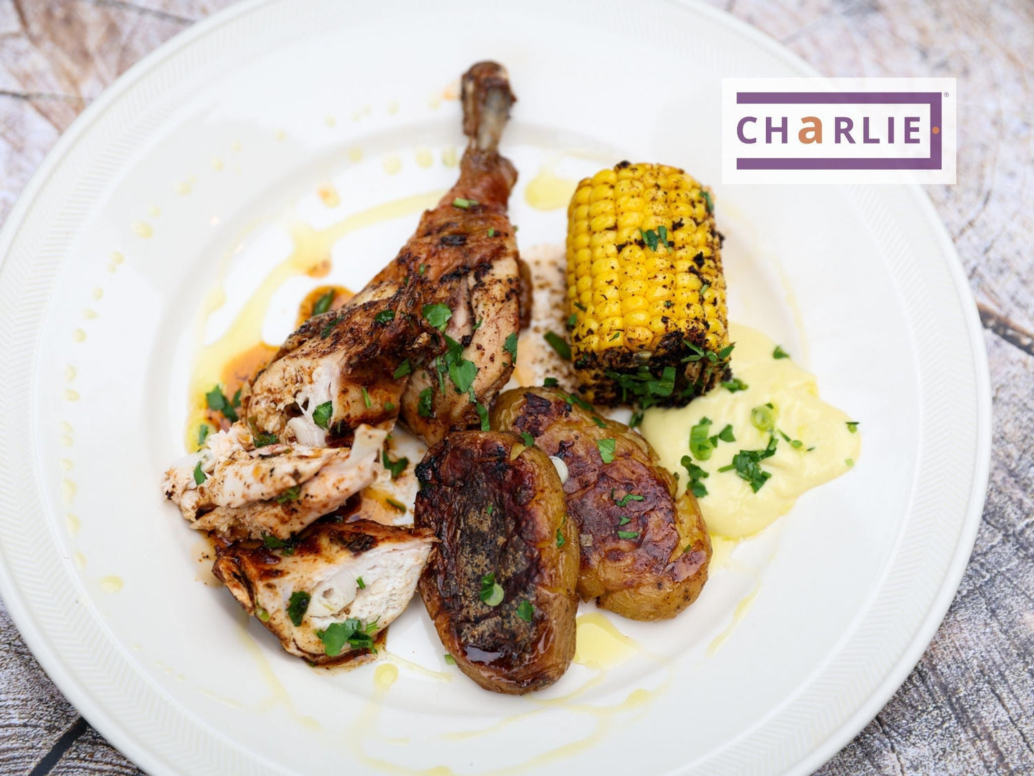 Blackened Cajun Chicken with Chicken Fat Potatoes and Lemon Aioli - Charlie Oven