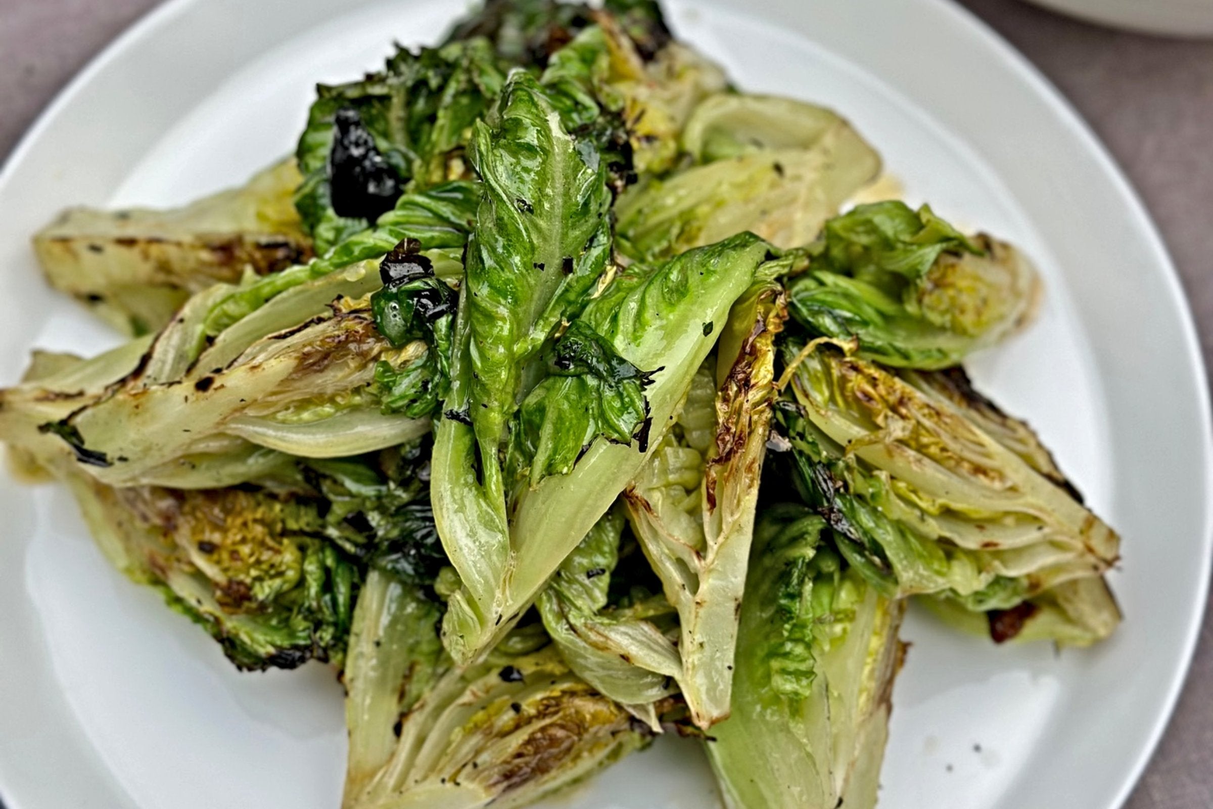 baby gem lettuce grilled on the charlie oven