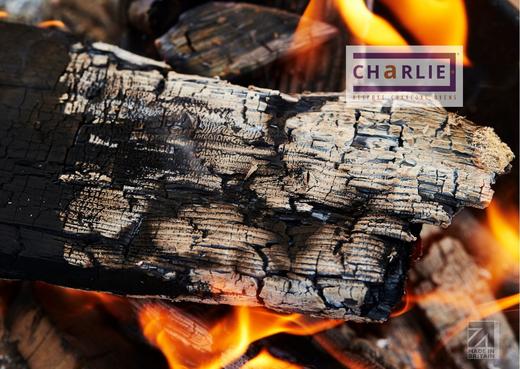 Lit charcoal ready for cooking