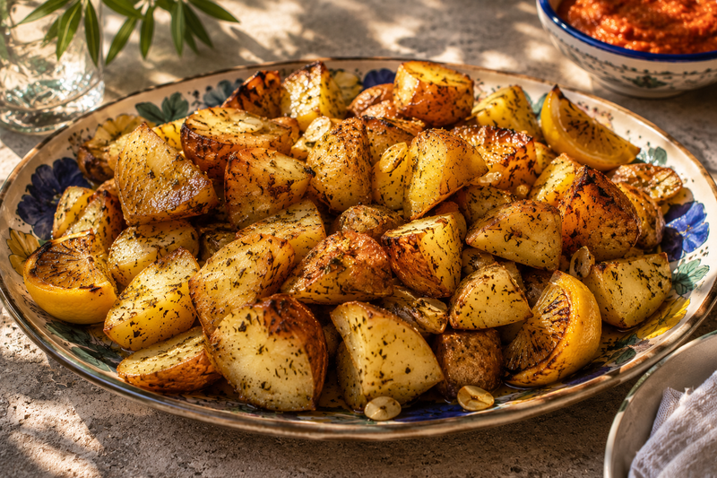 Lemon and Chicken Stock Roast Potatoes