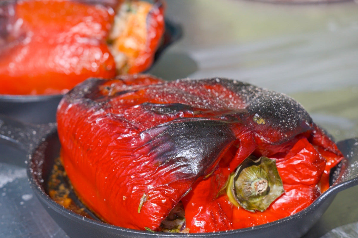 Gemista, Greek tomatoes and peppers stuffed with herby rice