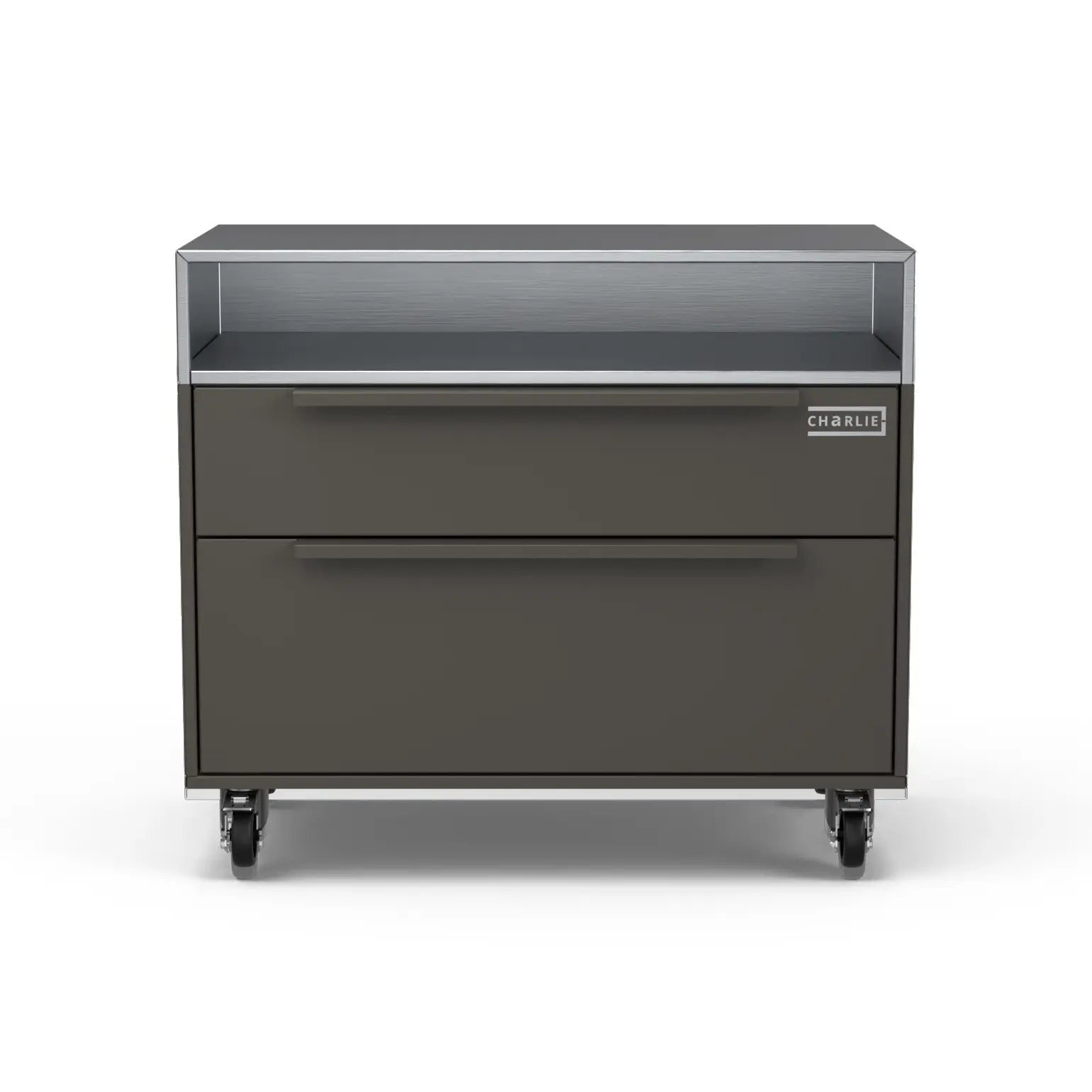 Two Drawer Base Cabinet, porcini beige unit photographed straight on