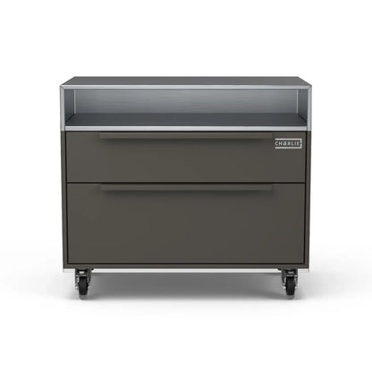 Two Drawer Base Cabinet, porcini beige unit photographed straight on