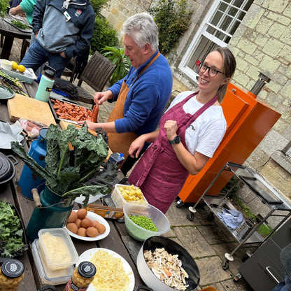 Charlie retreat in cornwall preparing lunch