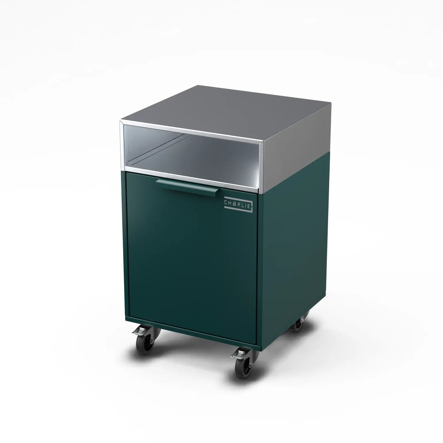 Drawer Cabinet in agave green, angled three-quarter view