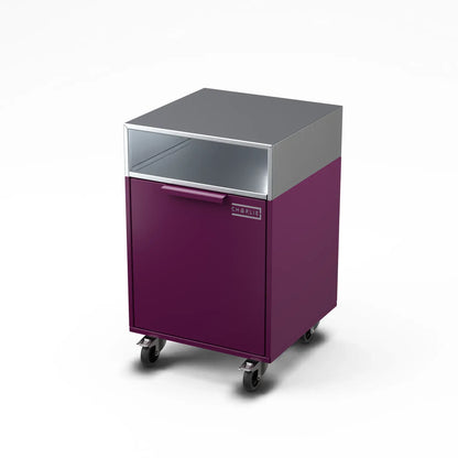 Drawer Cabinet in beetroot red, angled view of the base unit