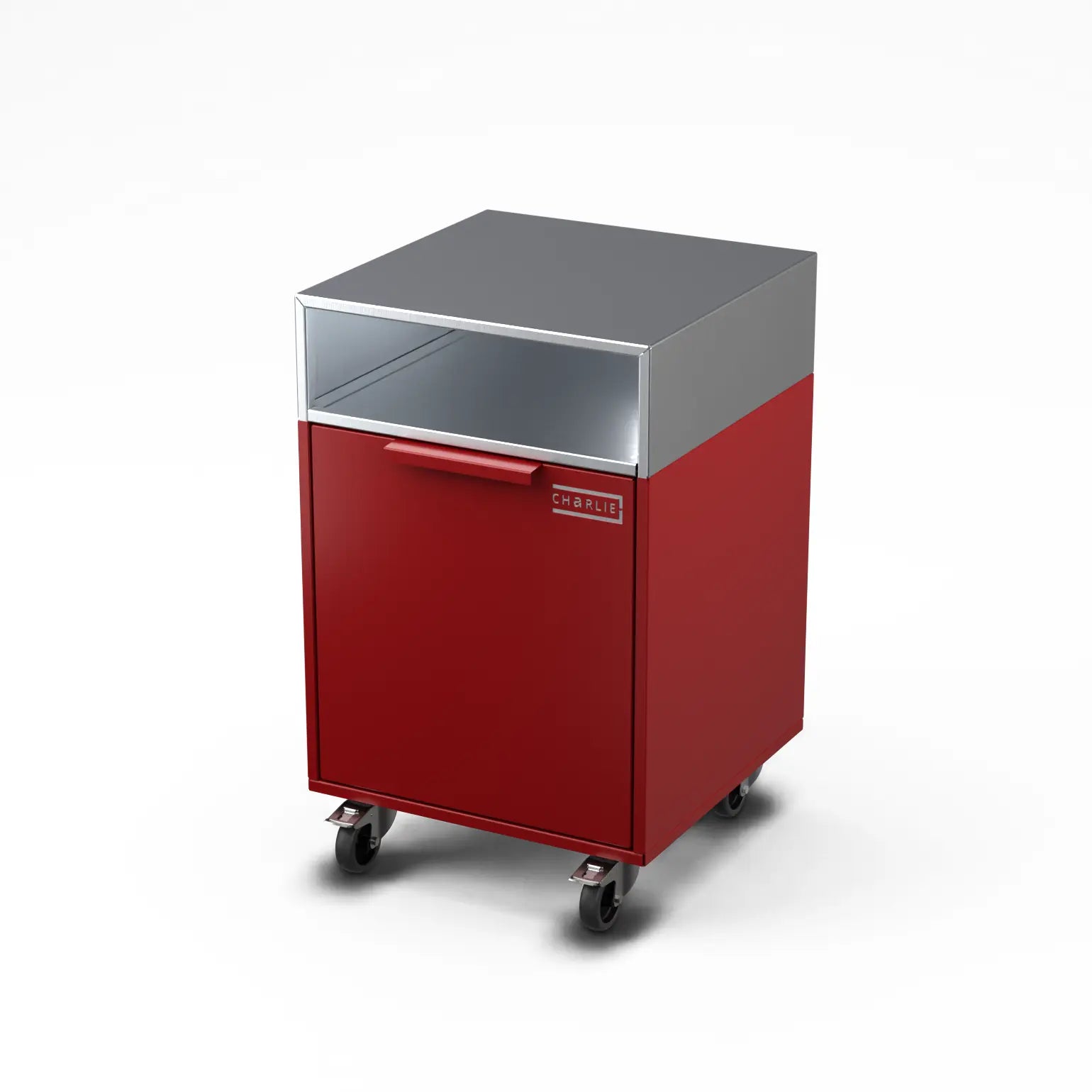 Drawer Cabinet in dark cherry, angled three-quarter view