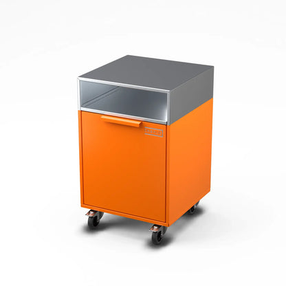 Drawer Cabinet in saffron yellow, angled view showing the drawer unit