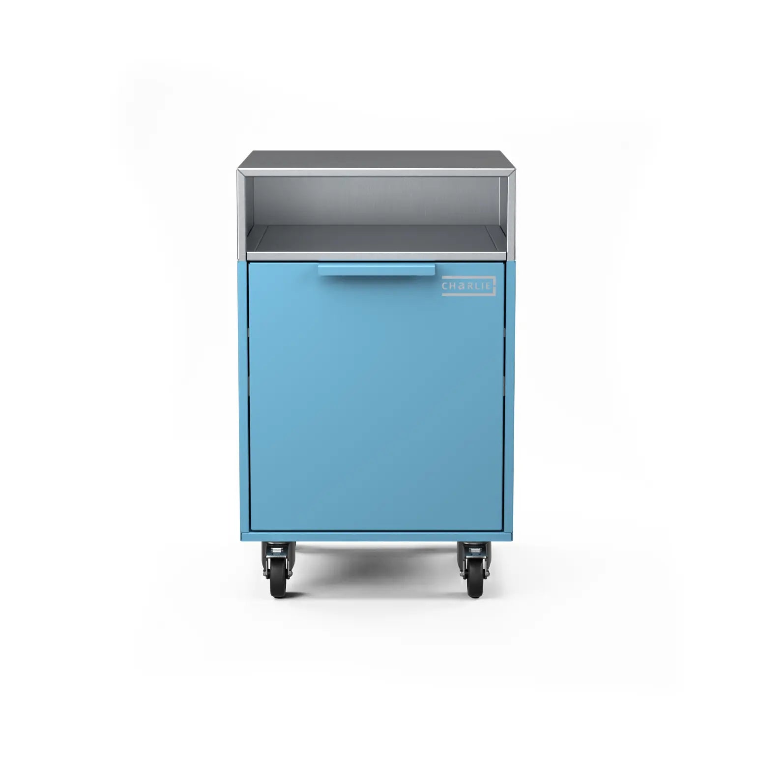 Drawer Cabinet in blue marlin, front view of the cabinet face