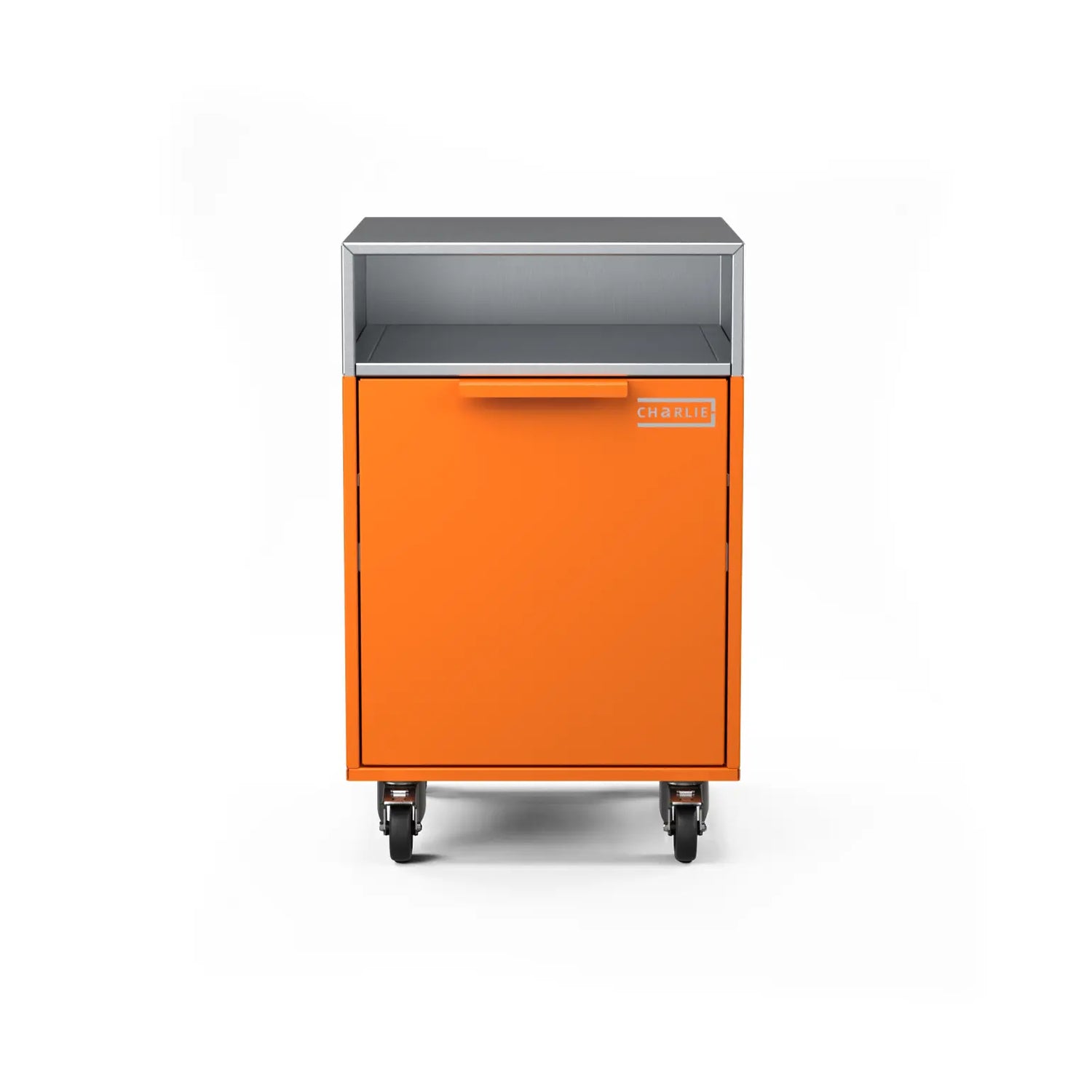 Drawer Cabinet in saffron yellow, straight-on front view