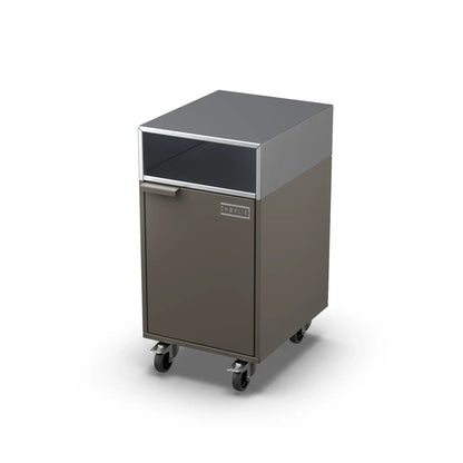 Accessory Cabinet in porcini beige, angled three-quarter view