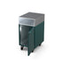 Accessory Cabinet in agave, a dark green-blue, with the door open showing storage 