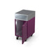 Accessory Cabinet in beetroot, a deep purple, with the door open showing storage 