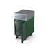 Accessory Cabinet in green chilli, a deep green, with the door open showing storage 