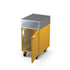 Accessory Cabinet in honeycomb, a rich honey yellow, with the door open showing storage 