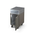 Accessory Cabinet in porcini, a grey with a brown tone, with the door open showing storage 
