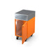 Accessory Cabinet in saffron yellow with the door open showing storage
