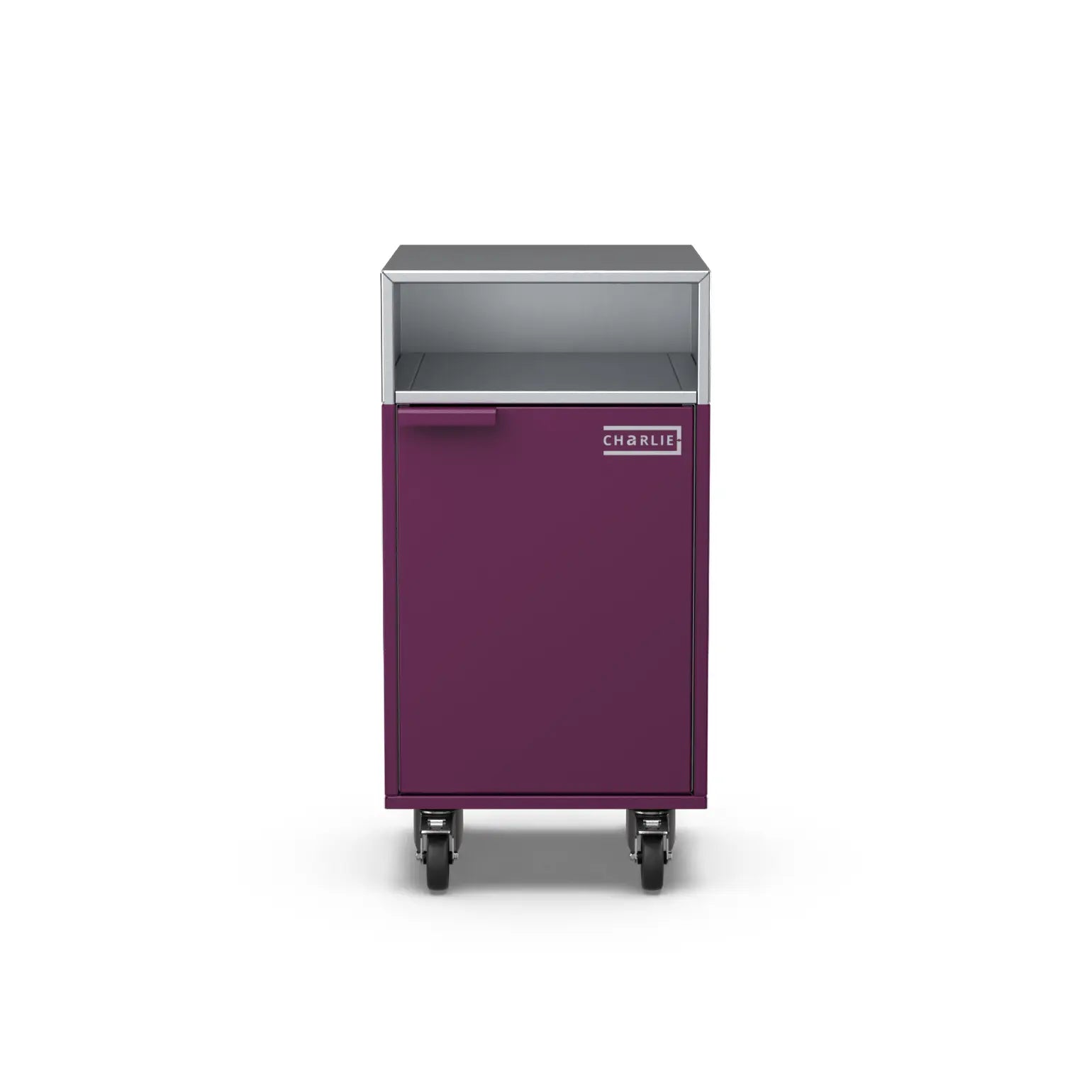 Accessory Cabinet in beetroot red, front view