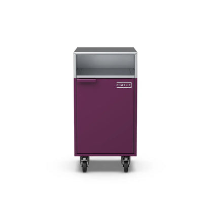 Accessory Cabinet in beetroot red, front view