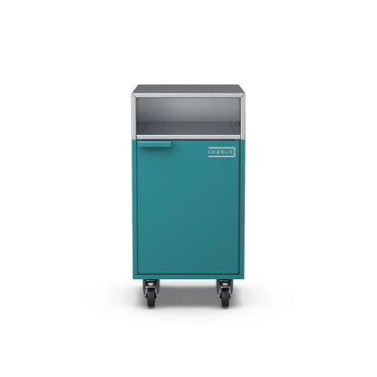 Accessory Cabinet in teal duck blue, front view