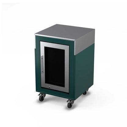 Fridge Cabinet in agave green, three-quarter angle