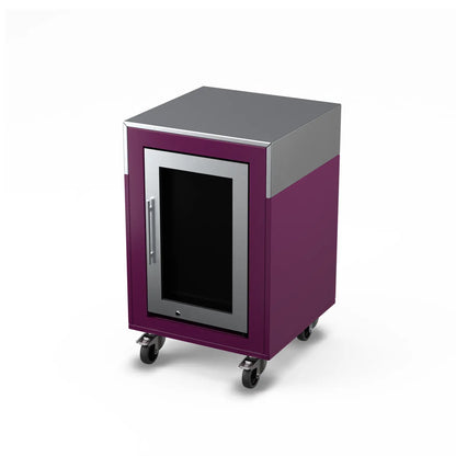 Fridge Cabinet in beetroot red, three-quarter angle