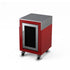 Fridge Cabinet in dark cherry red, three-quarter angle 