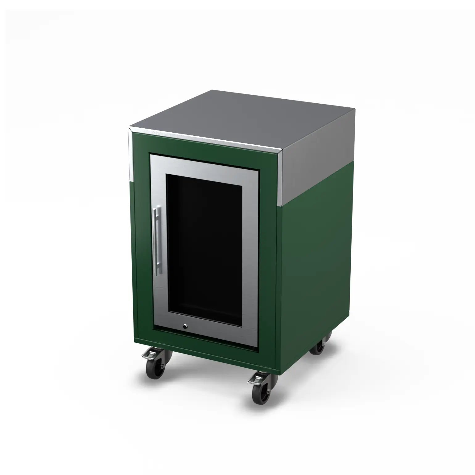 Fridge Cabinet in green chilli, angled side view