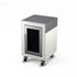 Fridge Cabinet in truffle, a pale grey, angled front view 