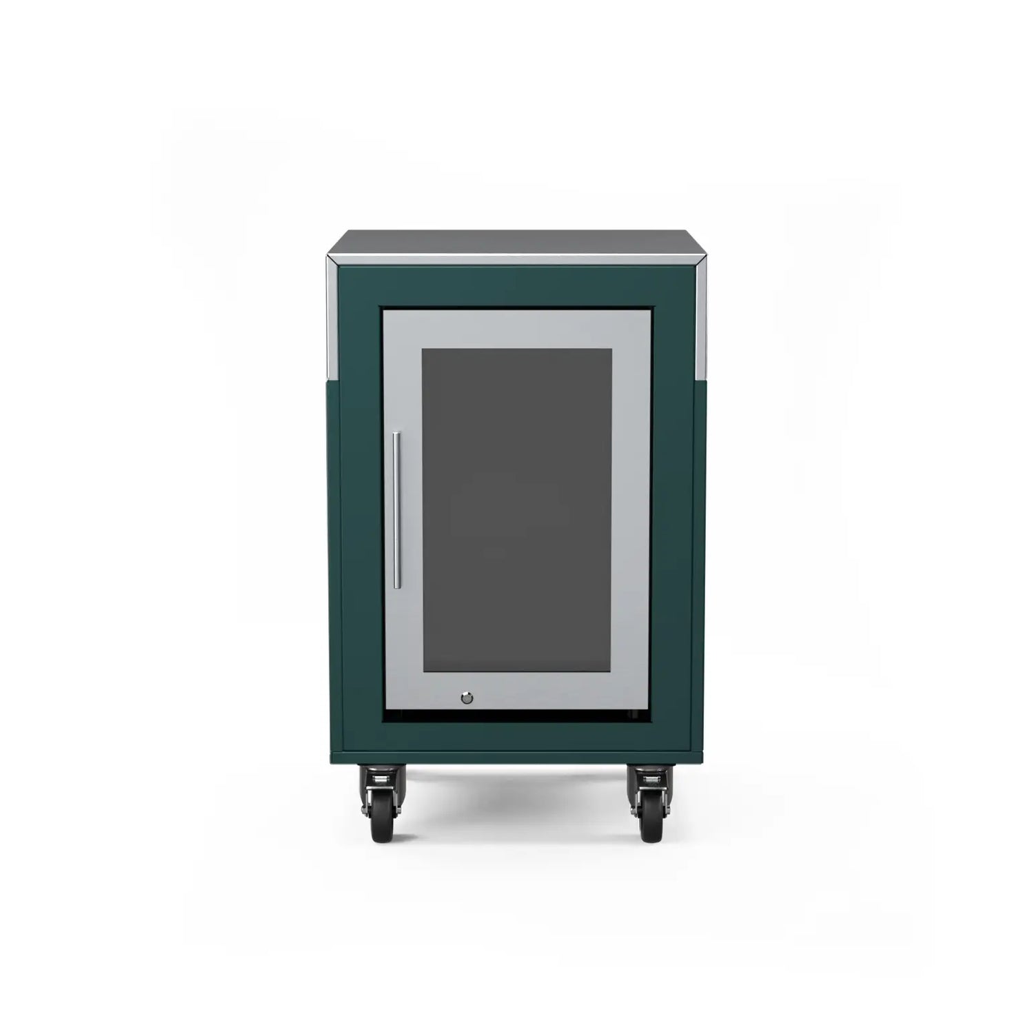 Fridge Cabinet in agave green, straight front view