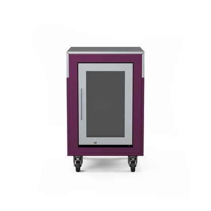 Fridge Cabinet in beetroot red, straight front view