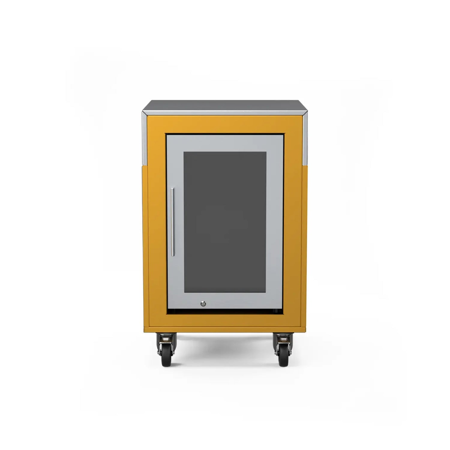 Fridge Cabinet in honeycomb yellow, front view